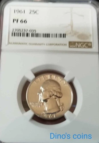 1961 25c Washington Proof Silver Quarter Dollar NGC PF66