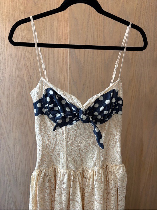 $319 NWT For Love and Lemons “Lucy” Lace Midi Dress in Light Yellow Sz Small image 6