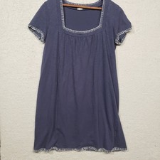 J Crew Fringe Trim Shirt Dress 100% Cotton Size Small Purple/Blue Above Knee