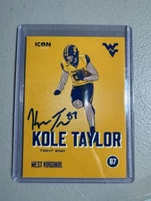 2023 Onit Icon On Card Auto Signed Via Mail Kole Taylor West Virginia Football