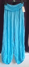 Light Blue/Hot Pink Crinkle Trousers Size Medium, Pre Owed 2 Pairs Part Of A Set