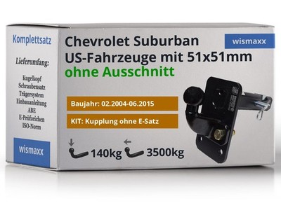 Chevrolet Suburban ANHÄNGERKUPPLUNG ADAPTER US-Fahrzeuge 51x51mm AHK starr m ABE