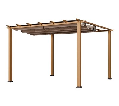 Pergola Pavillon Terrassenüberdachung Aluminium Paragon Holzoptik 350x505x235cm