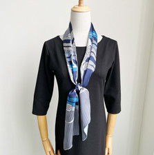 100 Silk Mulberry 150X16cm Scarf Women Neckerchief Wrap Blue necklace Print new
