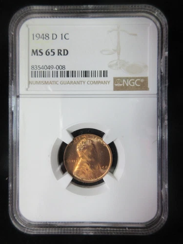 1948-D 1C Lincoln Wheat Penny Cent NGC MS65RD MS 65 RD