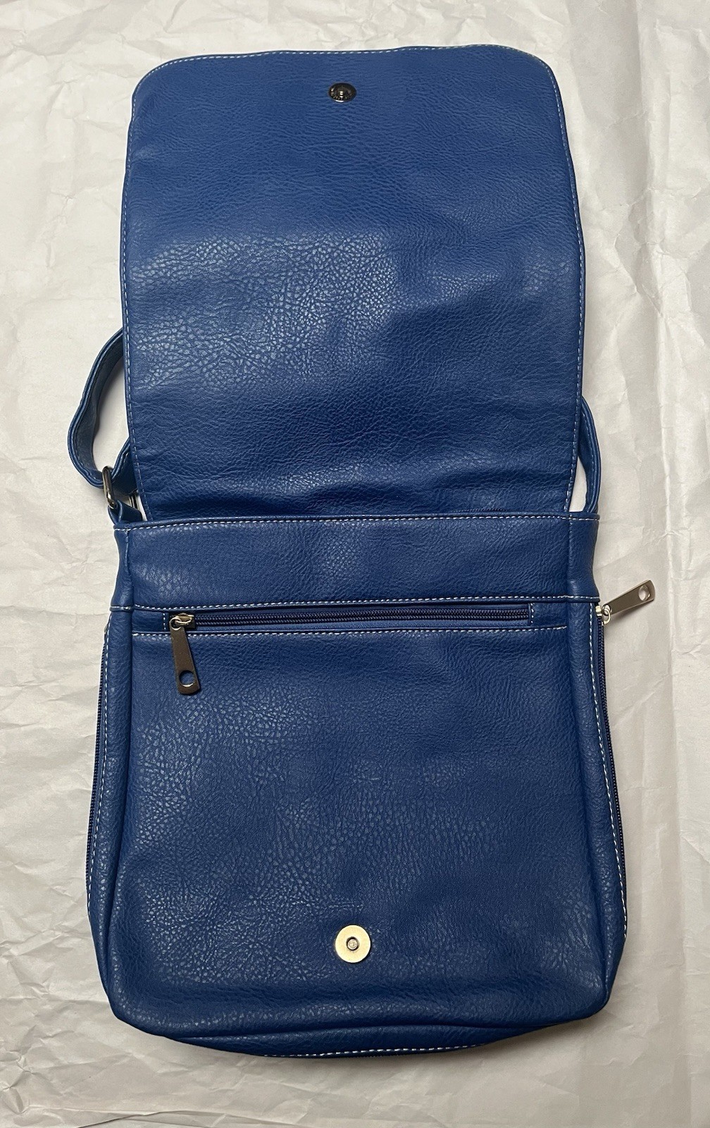 Colorful Patchwork PU Leather Blue Crossbody Mess… - image 14