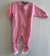 Vintage Carter's Pink Fleece Footed Zip One-Piece Sleeper Penguin Size 1 Yr