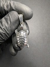Solid 925 Sterling Silver Oxidized finished Turtle Pendant