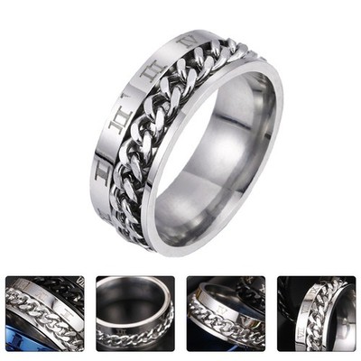 1pc Unisex Fashion Titanium Stahlring Rotatable Römische Ziffern