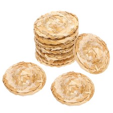 10 Pcs Mini Hand Knitting Straw Hat Small Hats for Crafts Doll Tiny Dollhouse