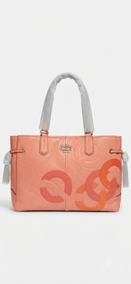  NWT Coach Chelsea Inlaid Leather Charlie Tote Bag Coral Multi 18964 Rare...