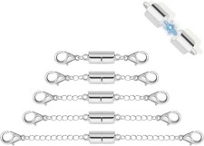 5Pcs Silver Magnetic Necklace Extender, Magnetic Necklace Clasps and Closures
