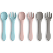Silicone Baby Fork and Spoon Set, 6PCS Baby Led Weaning Utensils, First Stage Fe