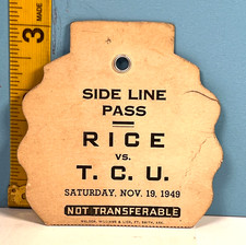🔥 1949 Nov. 19 RICE vs TCU College Football Side Line Pass🔥