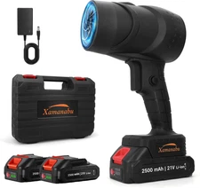 Cordless Leaf Blower, 250000 RPM Handheld Leaf Blower with 2×21V 2500Mah Batteri