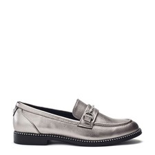 Moda In Pelle Women's Kinzey Pewter Leather Classic Loafers