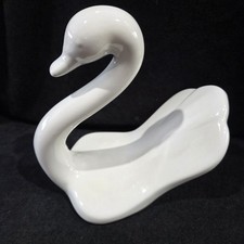 Swan Hand Towel Holder Elegant Bathroom Vintage Glazed Ceramic Offwhite