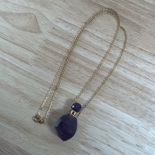 Beautiful Chunky Amethyst Perfume Oil Bottle Pendant Necklace Chain