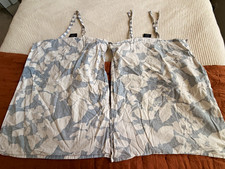 Ralph Lauren Standard Pillow Shams Set of 2 Blue/White Floral Tie Cotton Blend