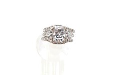 Sterling Silver 925 Cubic Zirconia Wedding Set Ring Size 6