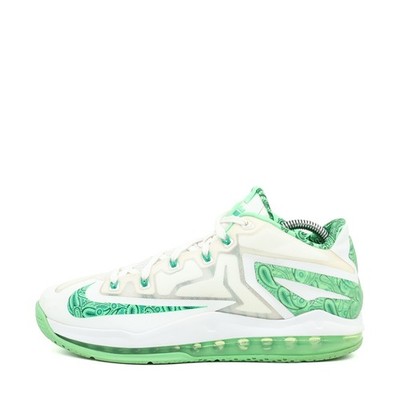 Nike Herren LeBron 11 Low Sportschuh Weiß Grü Synthetik Sohle Sneaker EU 42.5