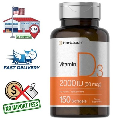 Vitamina D3 2000 UI 150 Cápsulas Blandas | 50mcg de Colecalciferol | 5 MESES