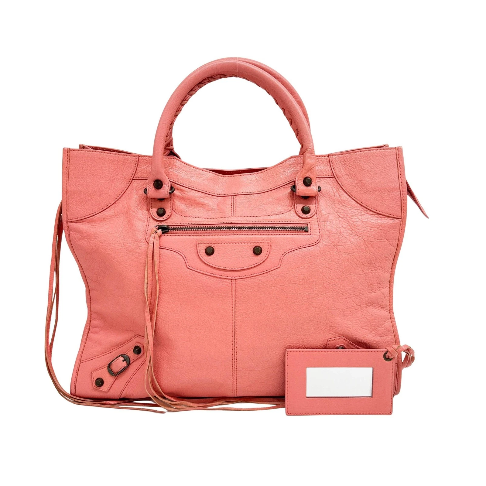 Balenciaga — BALENCIAGA Papier Coral Pink Leather Hand Bag