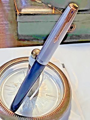 #ad Parker 51 Aerometric Midnight Blue Chrome Cap GF Dia Arrow Clip Fountain Pen $208.25