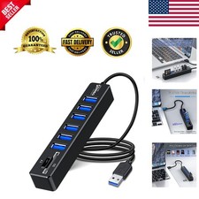 Compact 8-in-1 USB Hub  SD Card Reader, 6 Ports for Fast Data Transfer - 3FT