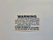Navy Blue Throwback Warning Decal full size football helmets.