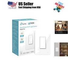 Light Switch , Single Pole, Needs Neutral Wire, 2.4GHz Wi-Fi Light Switch Wor...