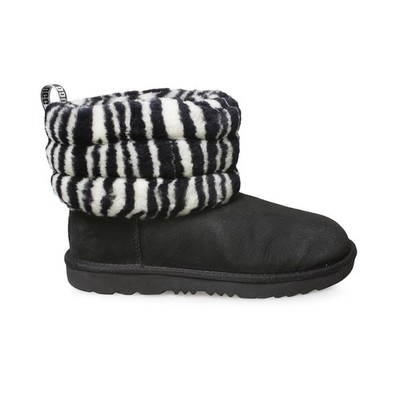 UGG FLUFF MINI QUILTED ZEBRA BLACK WHITE LEATHER