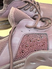 Steve Madden Wine/Burgundy-Tone Luxe Mesh Sneakers with Elegant Crystal Detail