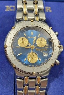 Krieger 18k Gold/ Stainless Steel Chronometer 40mm 27 Jewels Swiss Quartz  Men's