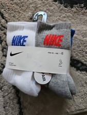 Nike Boys Cushioned Crew Socks Red White Blue 7c-10c, 4-5