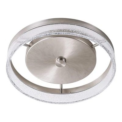 Modern 13" Satin Nickel LED Flush Mount Ceiling Light - Clear Bubble Acrylic