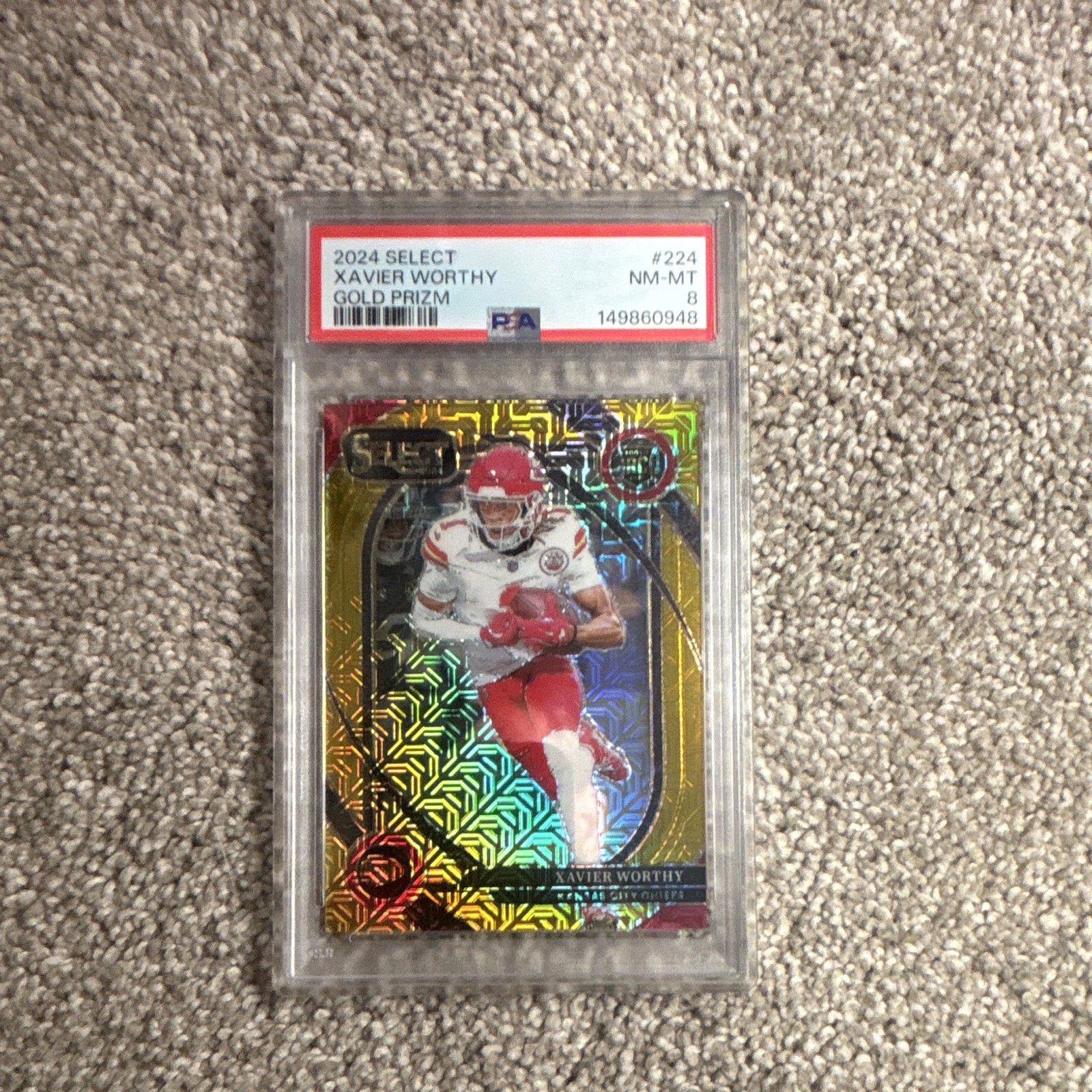 Panini 2024 Select Club Level Xavier Worthy Gold Prizm /10 RC PSA 8 #224