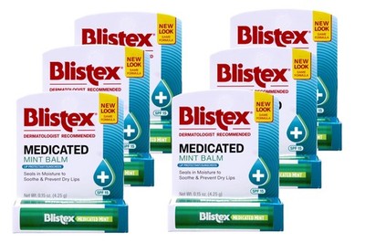 Blistex Medicated Lip Balm Protectant Sunscreen SPF 15 Mint.15 Ounce (Value Pac