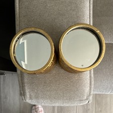 Gold Honeycomb Pattern Metal Round Plant Pots Set of 2