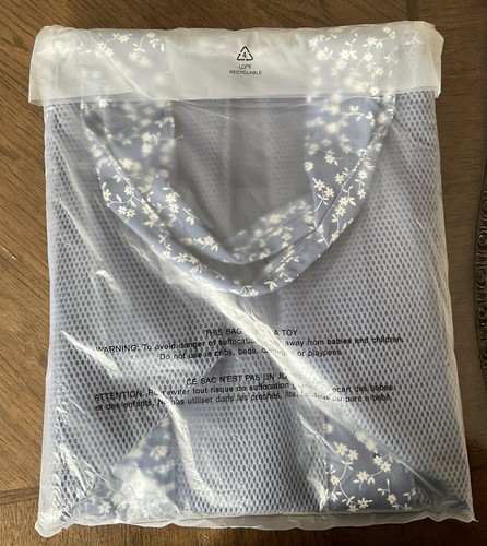 Victoria's Secret PINK Blue Mesh Tote Size Large Floral Trims NWT - Picture 5 of 5