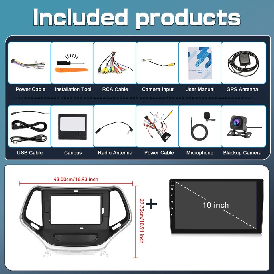 Radio estéreo para automóvil 10" Android15 Carplay GPS SWC para Jeep Cherokee Sport 2014-2017 Foto 4 de 4