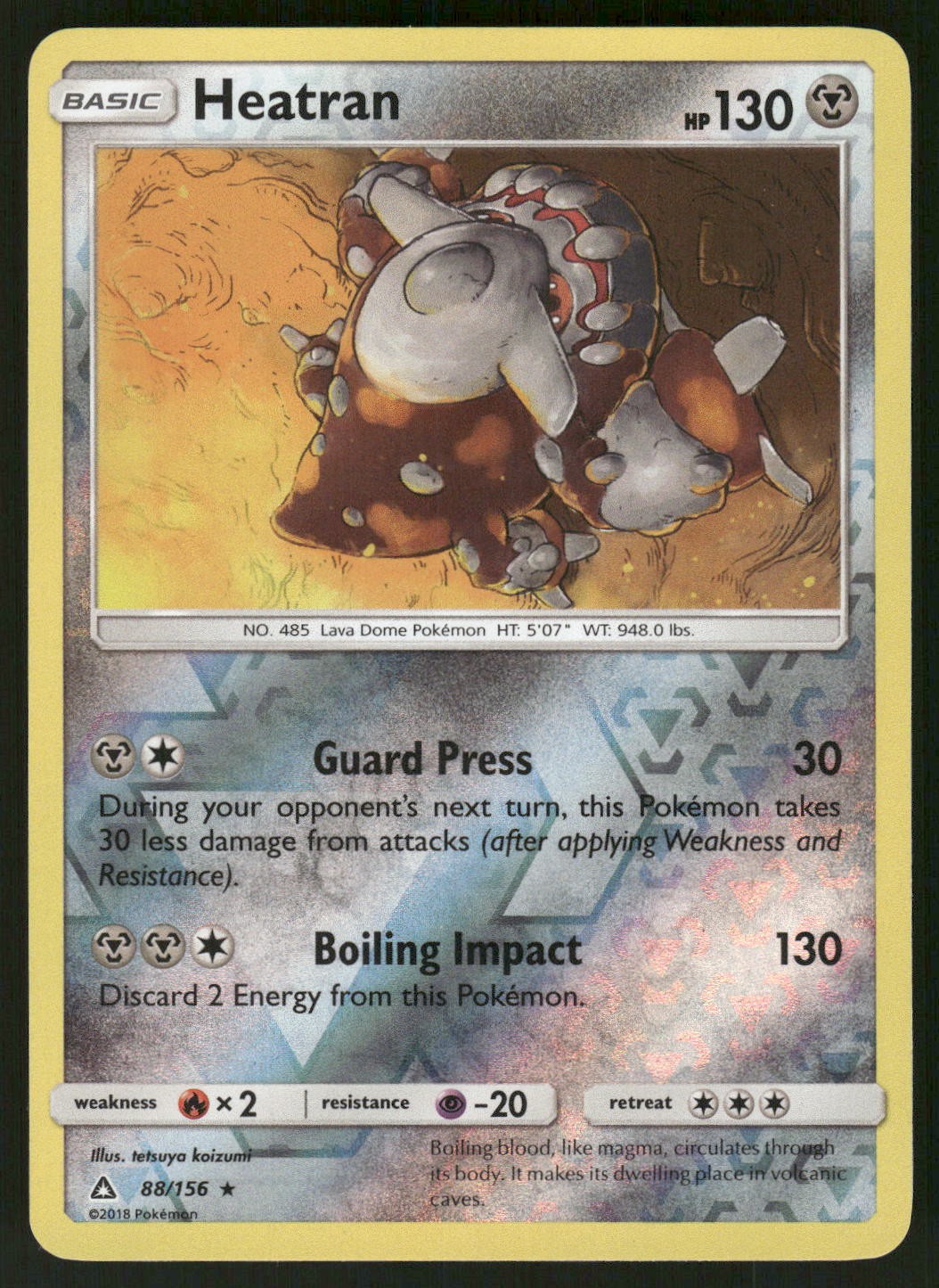2018 Lightly Played Pokemon Heatran 88/156 Ultra Prism