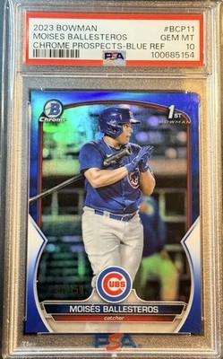 2023 Bowman Moises Ballesteros Blue Refractor /150 Chicago Cubs PSA 10