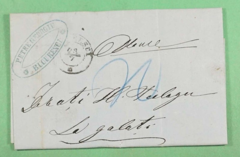 DR WHO 1865 ROMANIA STAMPLESS F/L BUCHAREST TO GALATZ R32222