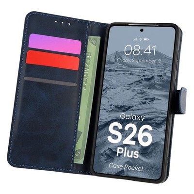 Handyhülle mit Klappe für Galaxy S26 Plus Bizon Case Flip Cover Etui Dunkelblau
