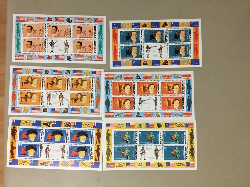Set of Six Grenada-AMERICAN REVOLUTION MNH SS