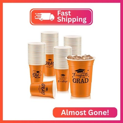 Yinder 48 Pcs Disposable Graduation Party Plastic Cups, 16 oz Graduations Decora