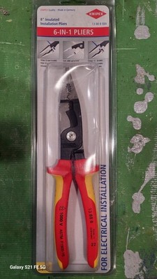 Knipex 13 88 8 US 6-in-1 Electrical Installation Pliers 12&14 AWG1000V Insulated