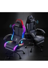 GTPLAYER Silla RGB para videojuegos con altavoces, silla de computadora con...
