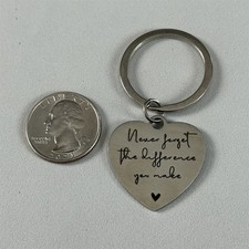 Never Forget The Difference You Make Heart Charm Pendant Keychain Key Ring 55645